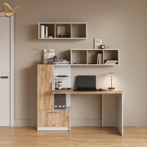 wohnli-moebel-suche-800001201931-1 WANDREGAL Lorena Weiß/Goldkraft Eiche 90 x 30 cm 2er Set Holzwerkstoff Livinity® Möbel > Kommoden & Schubladenschränke > Konsolentische Weiß