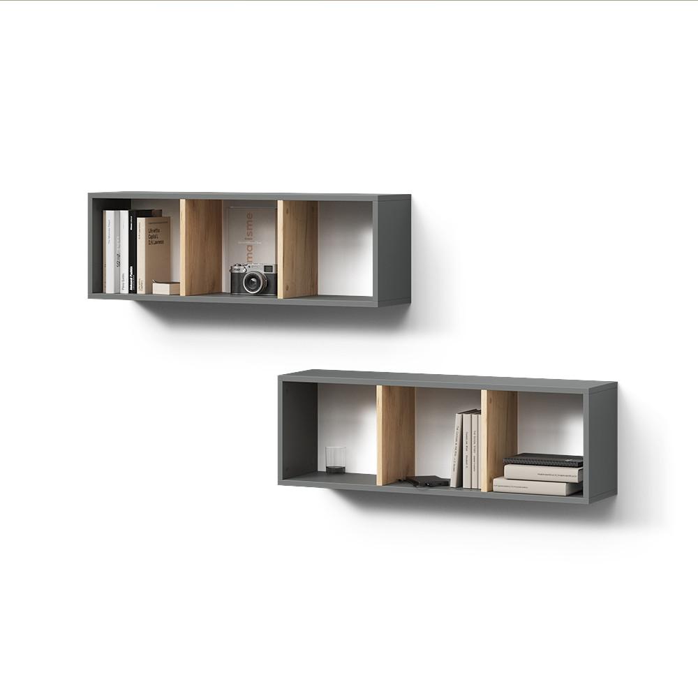 wohnli-moebel-suche-800001201937 Wohnli Möbelsuche - WANDREGAL Lorena Anthrazit/Goldkraft Eiche 90 x 30 cm 2er Set