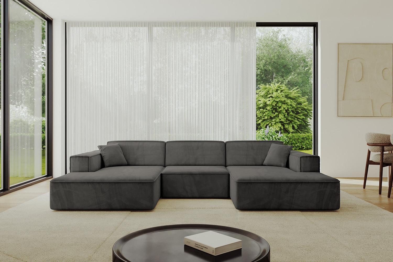 WOHNLANDSCHAFT IREA-U1-v4 - 301x165x77 cm Ecru Textil ALTDECOR Möbel > Sofas & Couches > Wohnlandschaften > Wohnlandschaften U-Form Anthrazit