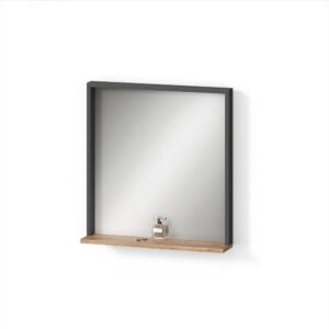 wohnli-moebel-suche-800001202022 Wohnli Möbelsuche - WANDSPIEGEL Ortello Anthrazit/Goldkraft Eiche 57 x 60 cm mit Spiegel