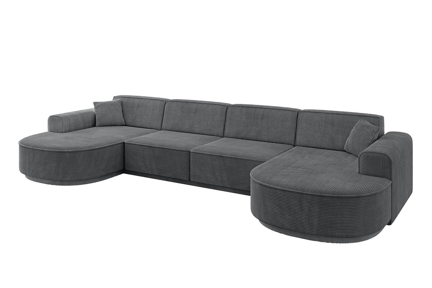 Wohnli Möbelsuche - WOHNLANDSCHAFT MARI-U2-v3 - 388x171x83 cm Dunkelgrau Cord