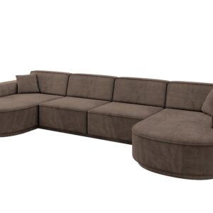 Wohnli Möbelsuche - WOHNLANDSCHAFT MARI-U2-v3 - 388x171x83 cm Braun Velours