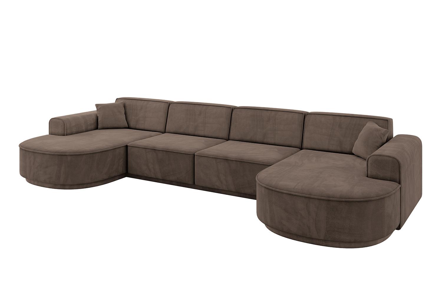 Wohnli Möbelsuche - WOHNLANDSCHAFT MARI-U2-v3 - 388x171x83 cm Braun Velours