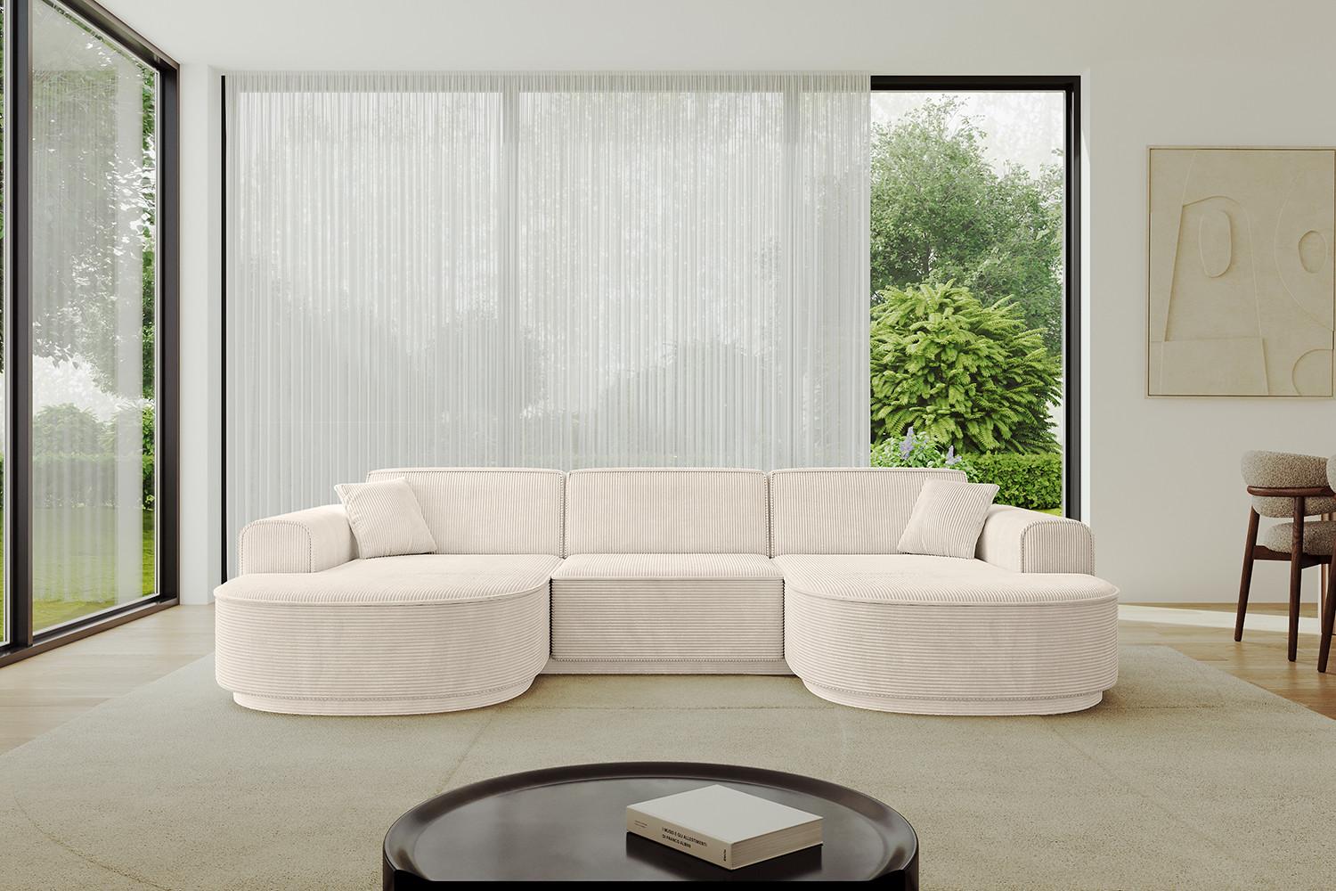 WOHNLANDSCHAFT MARI-U1-v3 - 303x171x83 cm Beige Cord Textil ALTDECOR Möbel > Sofas & Couches > Wohnlandschaften > Wohnlandschaften U-Form Beige