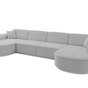Wohnli Möbelsuche - WOHNLANDSCHAFT MARI-U2-v3 - 388x171x83 cm Hellgrau Bouclé