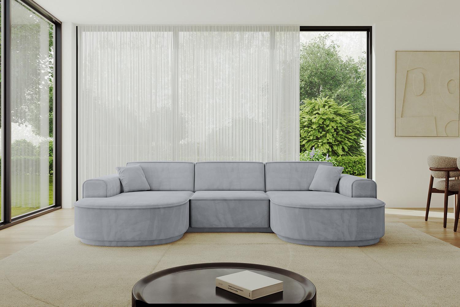WOHNLANDSCHAFT MARI-U1-v3 - 303x171x83 cm Grau Velours Textil ALTDECOR Möbel > Sofas & Couches > Wohnlandschaften > Wohnlandschaften U-Form Grau