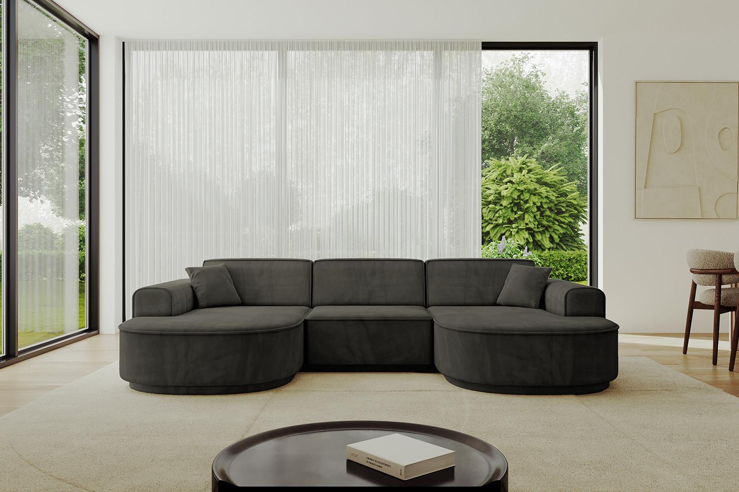 WOHNLANDSCHAFT MARI-U1-v3 - 303x171x83 cm Schwarz Velours Textil ALTDECOR Möbel > Sofas & Couches > Wohnlandschaften > Wohnlandschaften U-Form Schwarz