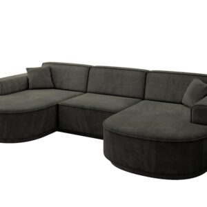 Wohnli Möbelsuche - WOHNLANDSCHAFT MARI-U1-v3 - 303x171x83 cm Schwarz Velours