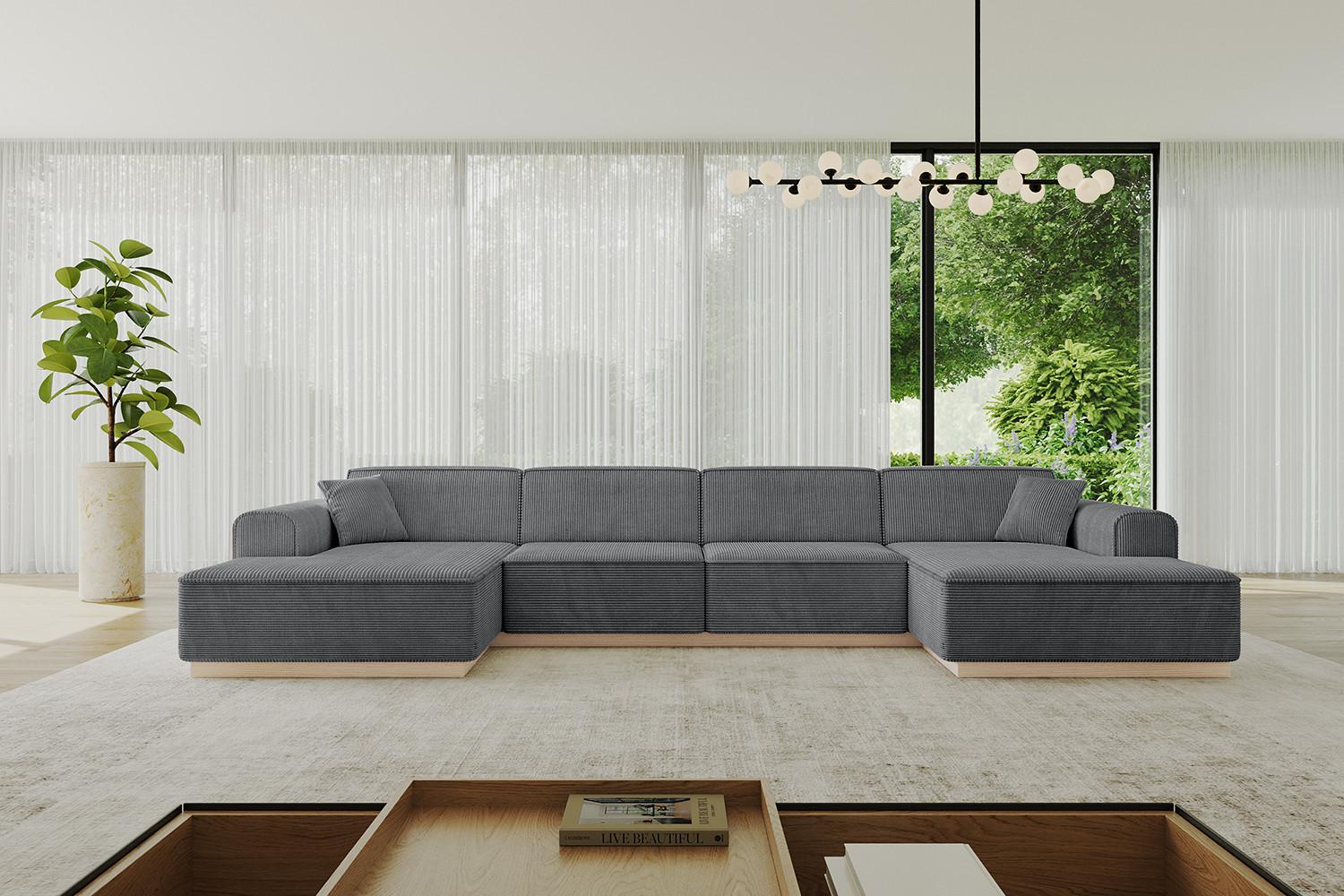 wohnli-moebel-suche-800001202284-1 WOHNLANDSCHAFT IREA-U2 - 386x165x80 cm Duneklgrau Textil ALTDECOR Möbel > Sofas & Couches > Wohnlandschaften > Wohnlandschaften U-Form Grau