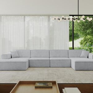 wohnli-moebel-suche-800001202302-1 WOHNLANDSCHAFT IREA-U2-v3 - 386x165x77 cm Grau Textil ALTDECOR Möbel > Sofas & Couches > Wohnlandschaften > Wohnlandschaften U-Form Grau