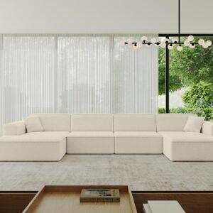 wohnli-moebel-suche-800001202309-1 WOHNLANDSCHAFT IREA-U2-v3 - 386x165x77 cm Beige Textil ALTDECOR Möbel > Sofas & Couches > Wohnlandschaften > Wohnlandschaften U-Form Weiß