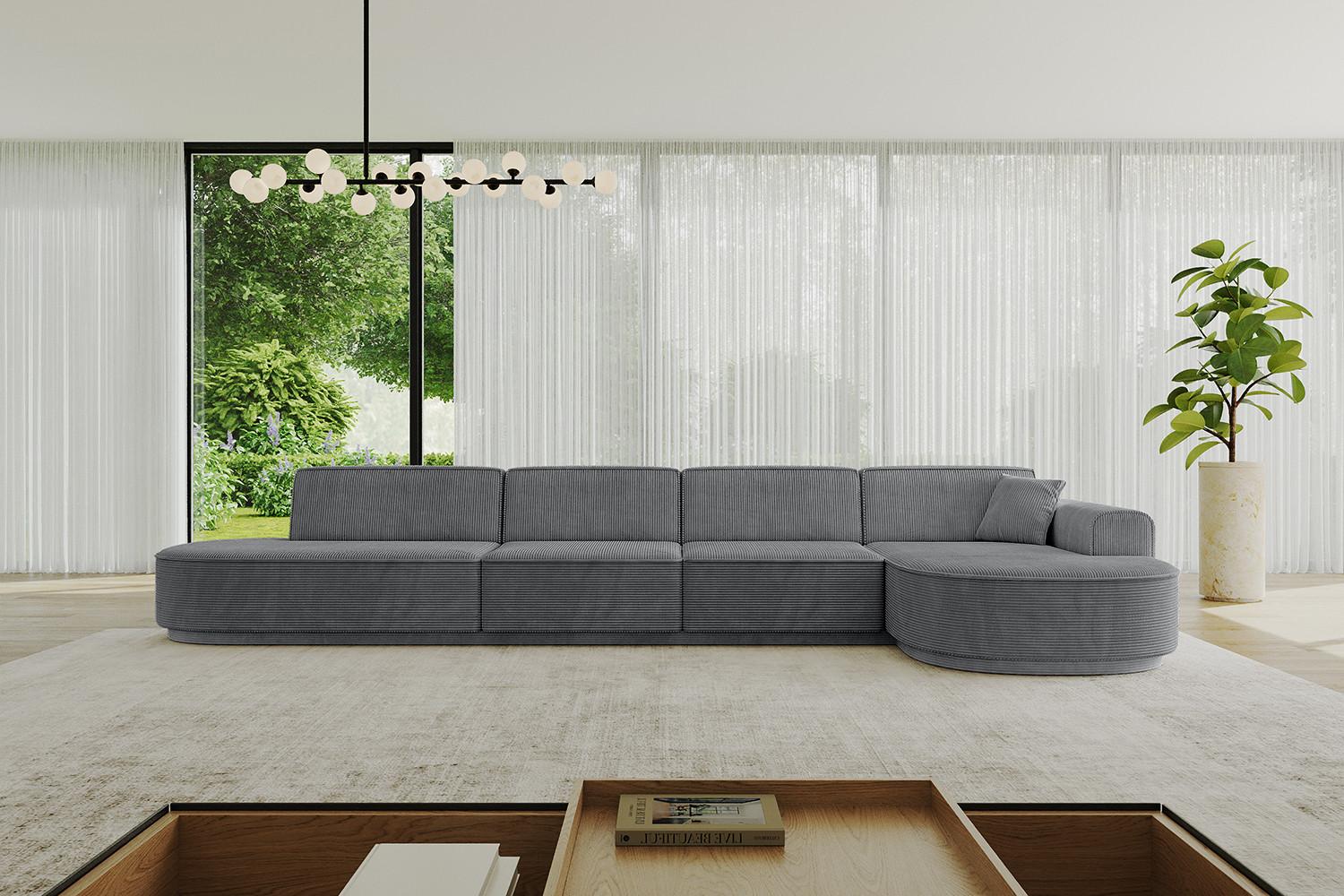 wohnli-moebel-suche-800001202315-1 ECKSOFA Ottomane Rechts MARI-L3-v3 - 413x171x83 cm Dunkelgrau Cord Textil ALTDECOR Möbel > Sofas & Couches > Wohnlandschaften > Ecksofas Grau