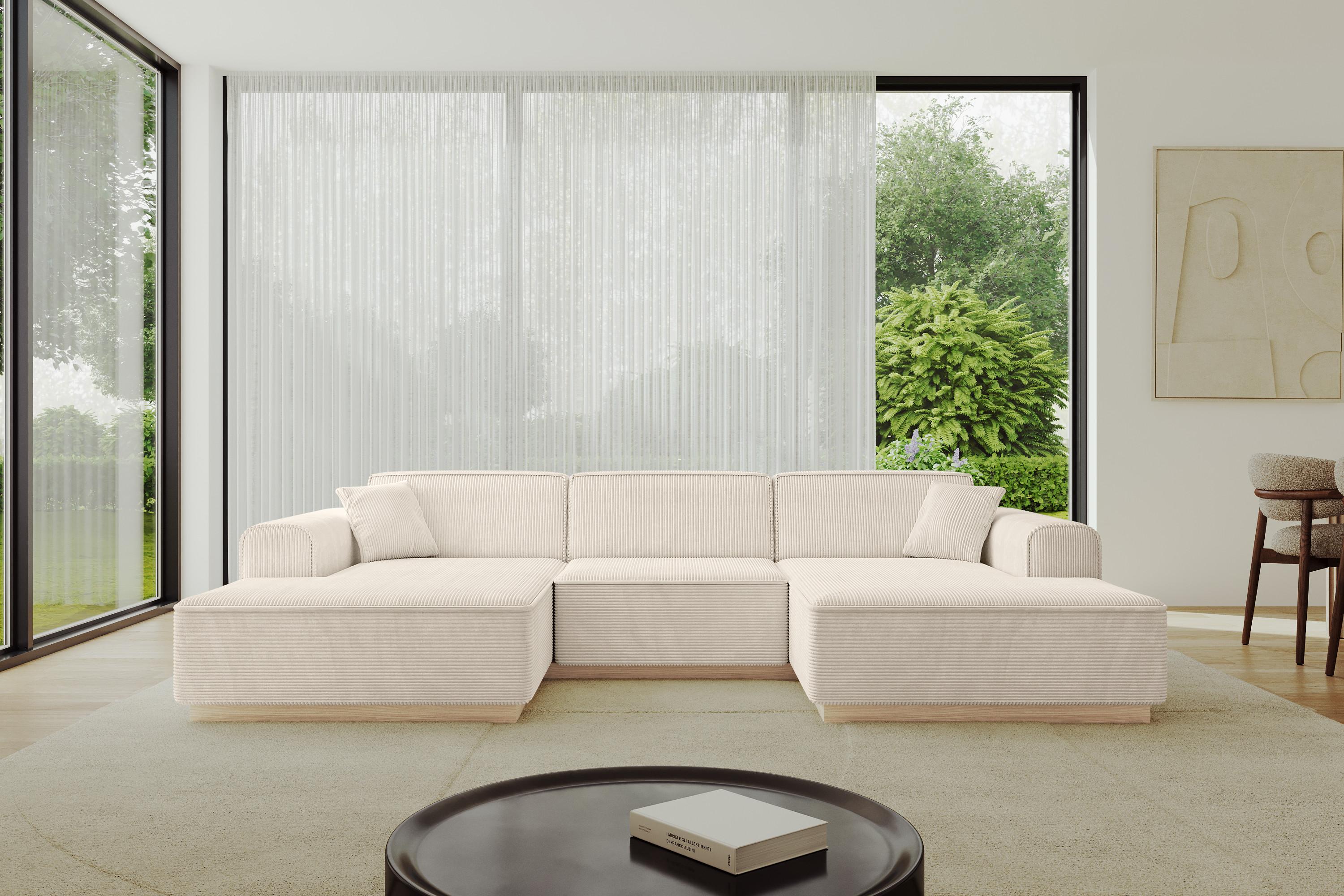WOHNLANDSCHAFT IREA-U1 - 301x165x80 cm Beige Textil ALTDECOR Möbel > Sofas & Couches > Wohnlandschaften > Wohnlandschaften U-Form Beige