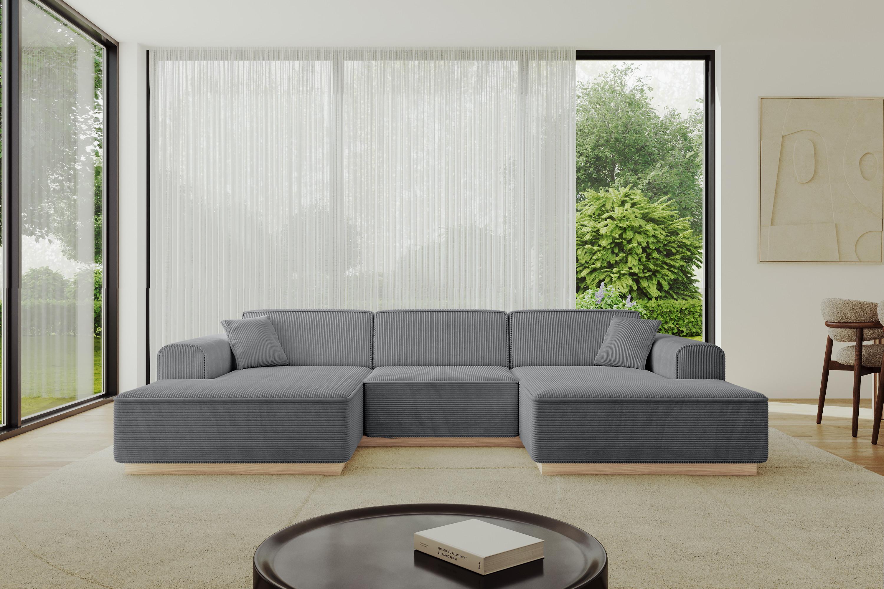 WOHNLANDSCHAFT IREA-U1 - 301x165x80 cm Duneklgrau Textil ALTDECOR Möbel > Sofas & Couches > Wohnlandschaften > Wohnlandschaften U-Form Grau