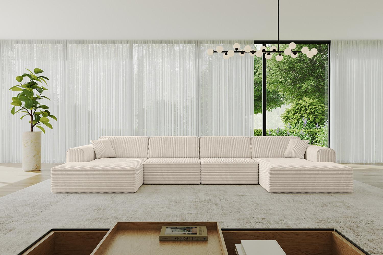 WOHNLANDSCHAFT IREA-U2-v3 - 386x165x77 cm Beige Textil ALTDECOR Möbel > Sofas & Couches > Wohnlandschaften > Wohnlandschaften U-Form Beige