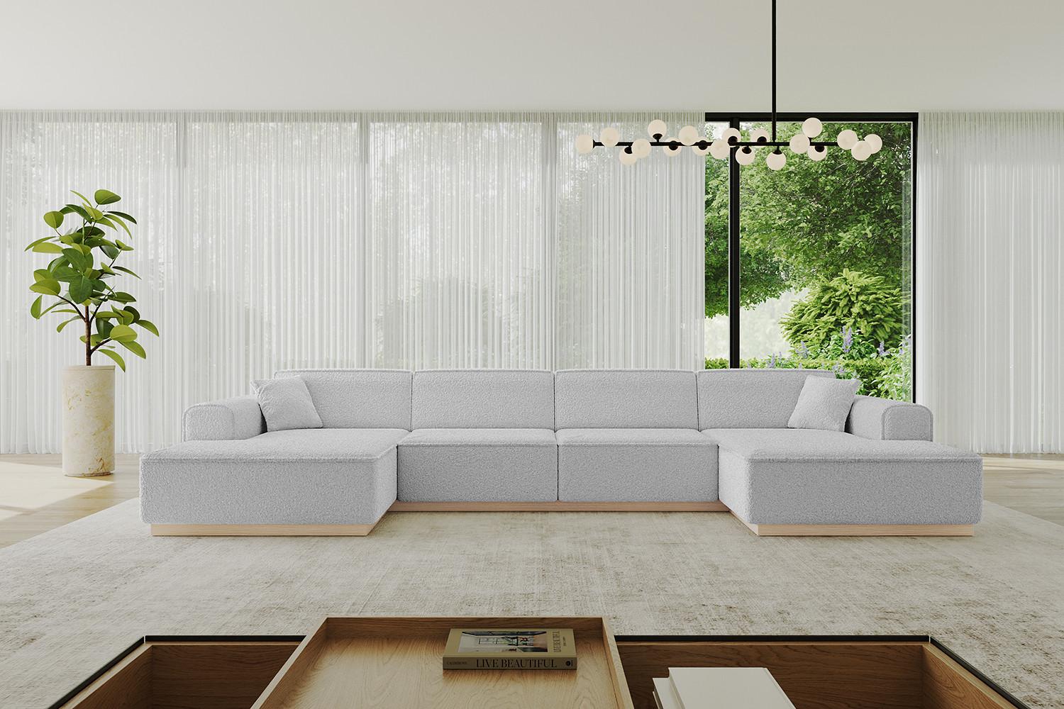 wohnli-moebel-suche-800001202357-1 WOHNLANDSCHAFT IREA-U2 - 386x165x80 cm Hellgrau Textil ALTDECOR Möbel > Sofas & Couches > Wohnlandschaften > Wohnlandschaften U-Form Grau