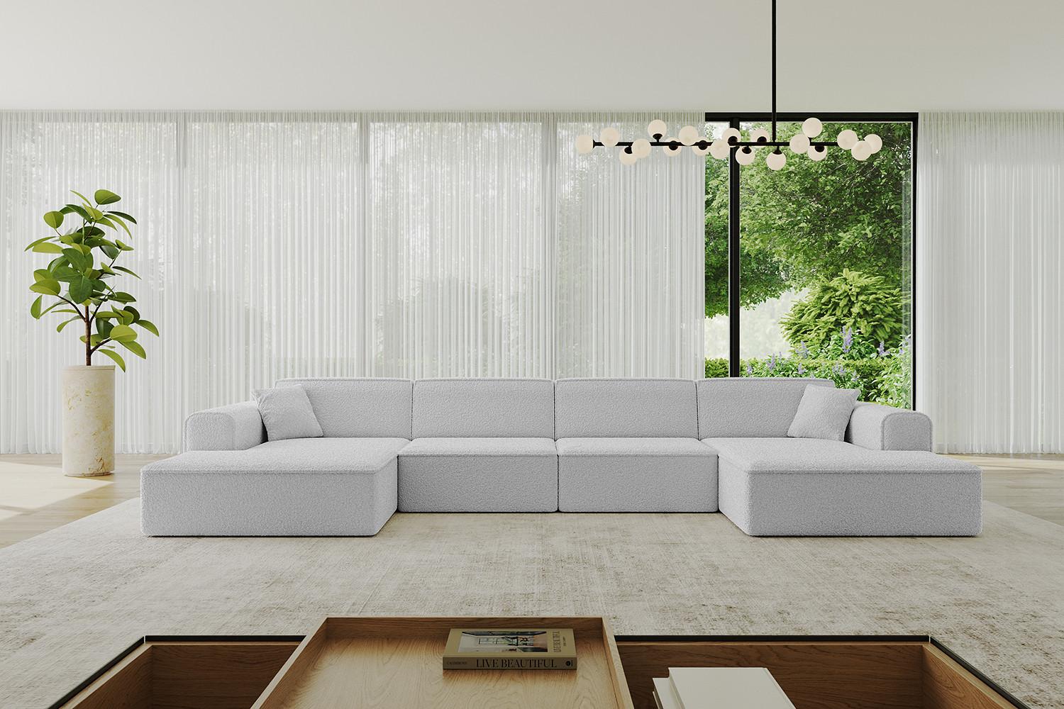 WOHNLANDSCHAFT IREA-U2-v3 - 386x165x77 cm Hellgrau Textil ALTDECOR Möbel > Sofas & Couches > Wohnlandschaften > Wohnlandschaften U-Form Grau