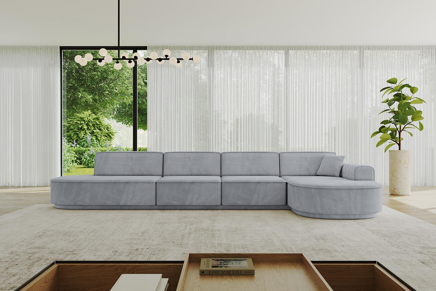wohnli-moebel-suche-800001202398-1 ECKSOFA Ottomane Rechts MARI-L3-v3 - 413x171x83 cm Grau Velours Textil ALTDECOR Möbel > Sofas & Couches > Wohnlandschaften > Ecksofas Grau