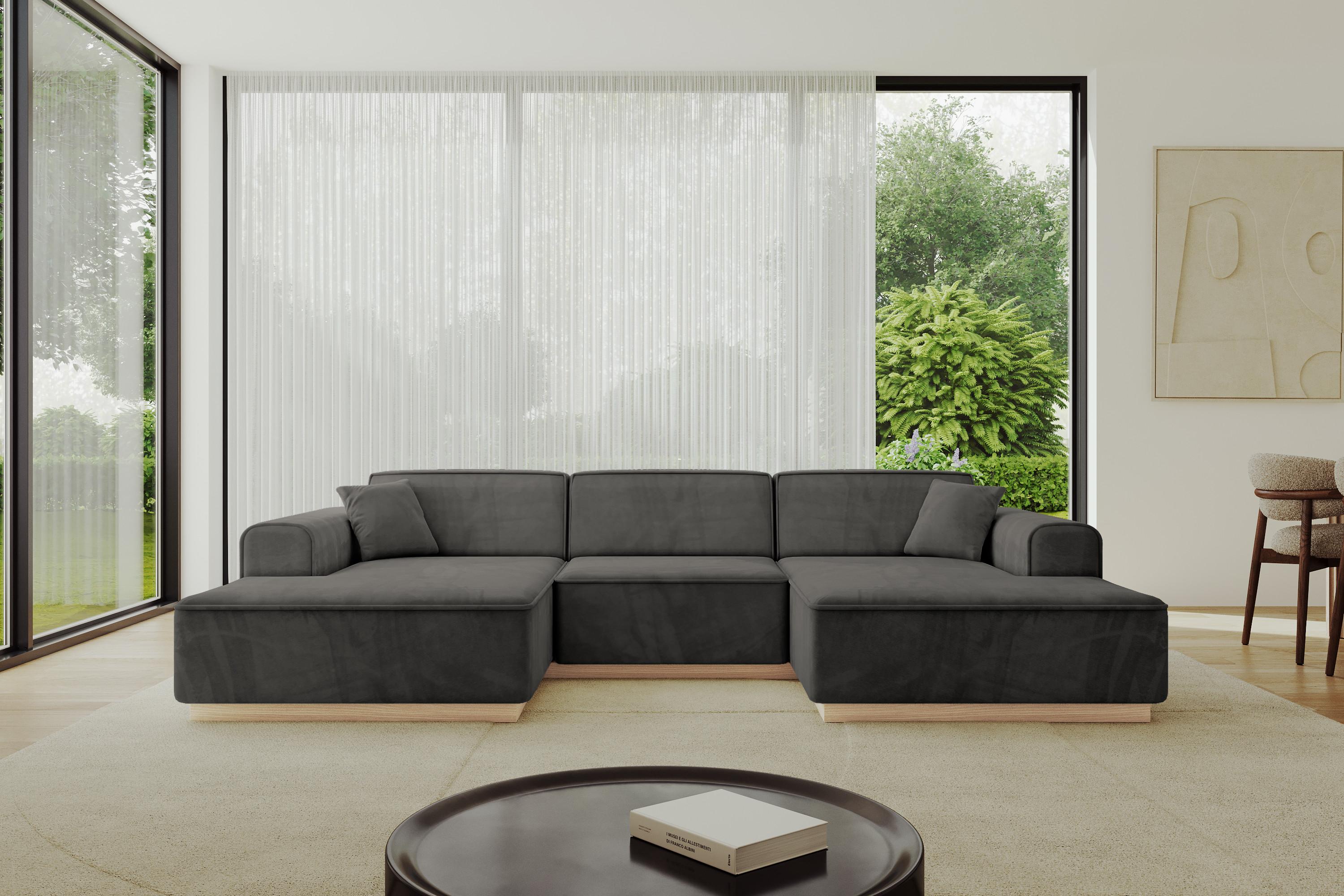 WOHNLANDSCHAFT IREA-U1 - 301x165x80 cm Ecru Textil ALTDECOR Möbel > Sofas & Couches > Wohnlandschaften > Wohnlandschaften U-Form Anthrazit