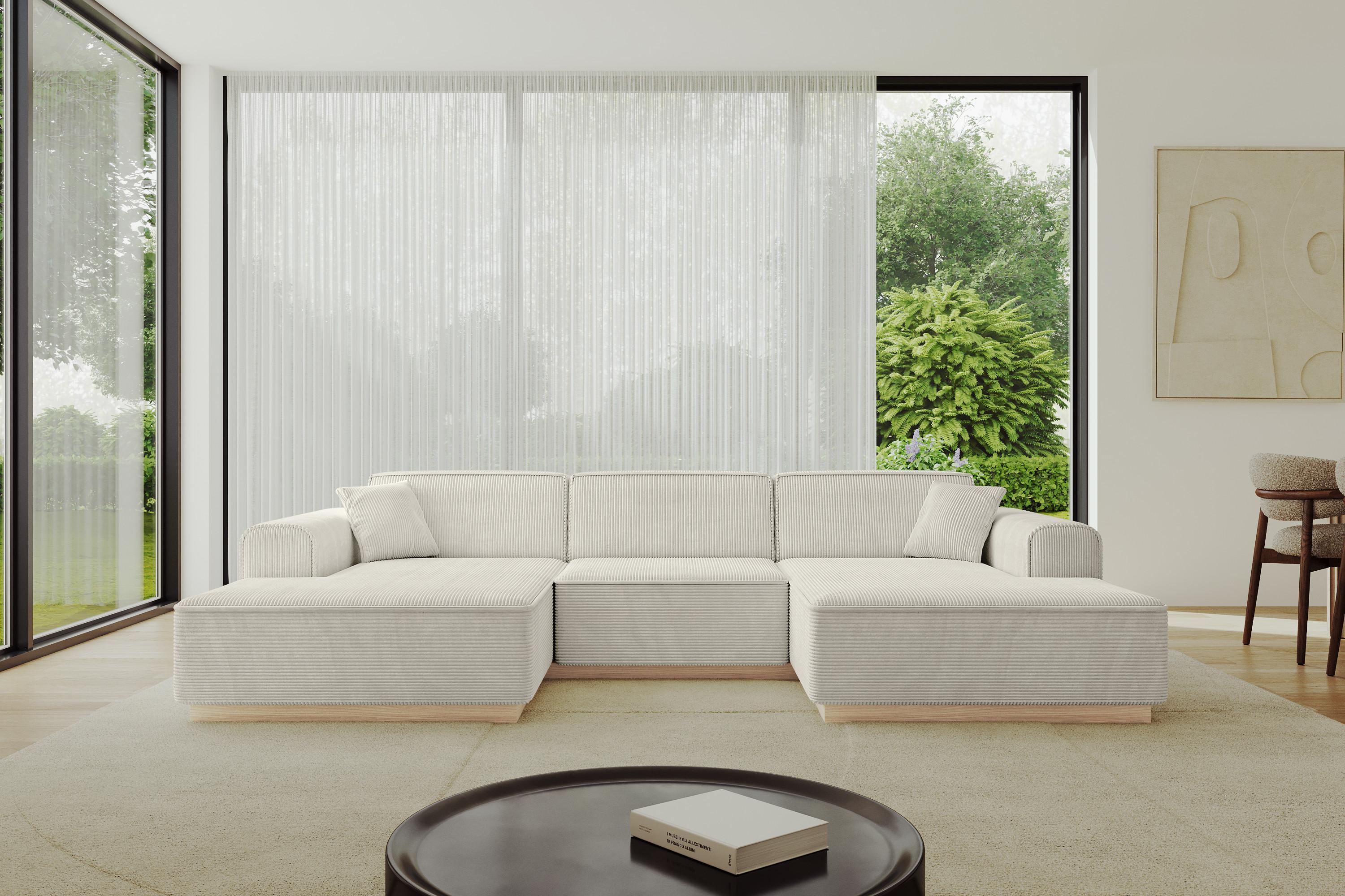 WOHNLANDSCHAFT IREA-U1 - 301x165x80 cm Creme Textil ALTDECOR Möbel > Sofas & Couches > Wohnlandschaften > Wohnlandschaften U-Form Weiß
