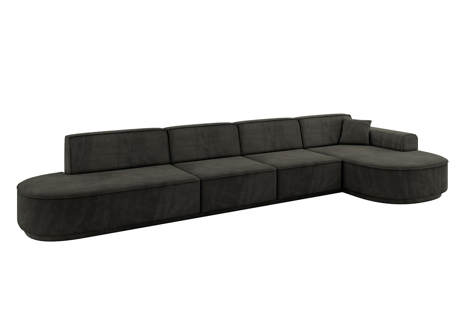 wohnli-moebel-suche-800001202411 Wohnli Möbelsuche - ECKSOFA Ottomane Rechts MARI-L3-v3 - 413x171x83 cm Schwarz Velours
