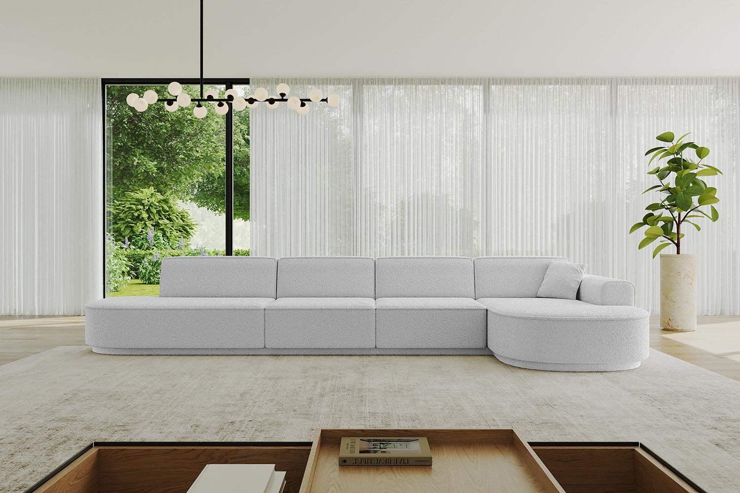 wohnli-moebel-suche-800001202439-1 ECKSOFA Ottomane Rechts MARI-L3-v3 - 413x171x83 cm Hellgrau Bouclé Textil ALTDECOR Möbel > Sofas & Couches > Wohnlandschaften > Ecksofas Grau