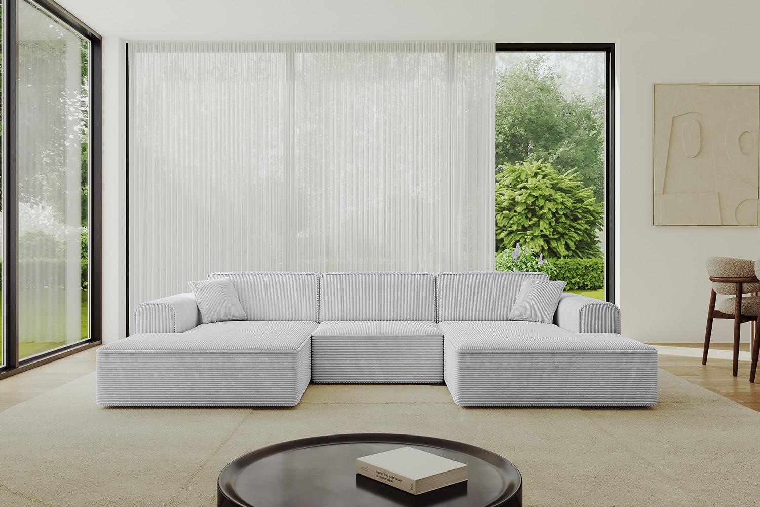 WOHNLANDSCHAFT IREA-U1-v3 - 301x165x77 cm Grau Textil ALTDECOR Möbel > Sofas & Couches > Wohnlandschaften > Wohnlandschaften U-Form Grau