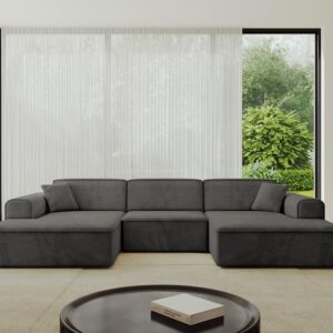 WOHNLANDSCHAFT IREA-U1-v3 - 301x165x77 cm Ecru Textil ALTDECOR Möbel > Sofas & Couches > Wohnlandschaften > Wohnlandschaften U-Form Anthrazit