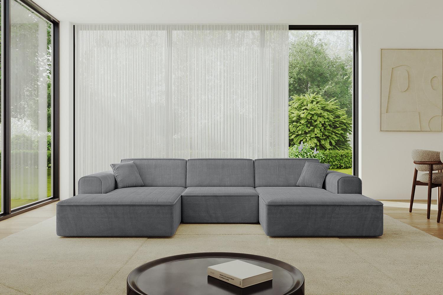 WOHNLANDSCHAFT IREA-U1-v3 - 301x165x77 cm Duneklgrau Textil ALTDECOR Möbel > Sofas & Couches > Wohnlandschaften > Wohnlandschaften U-Form Grau