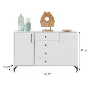 KOMMODE Bergo mit 2 Türen und 4 Schubladen Holzwerkstoff Beautysofa Möbel > Kommoden & Schubladenschränke > Kommoden Weiß