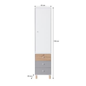 wohnli-moebel-suche-800001206625-1 DREHTÜRENSCHRANK Figo mit 1 Tür und 3 Schubladen Holzwerkstoff Beautysofa Möbel > Schränke > Kleiderschränke > Drehtürenschränke Weiß