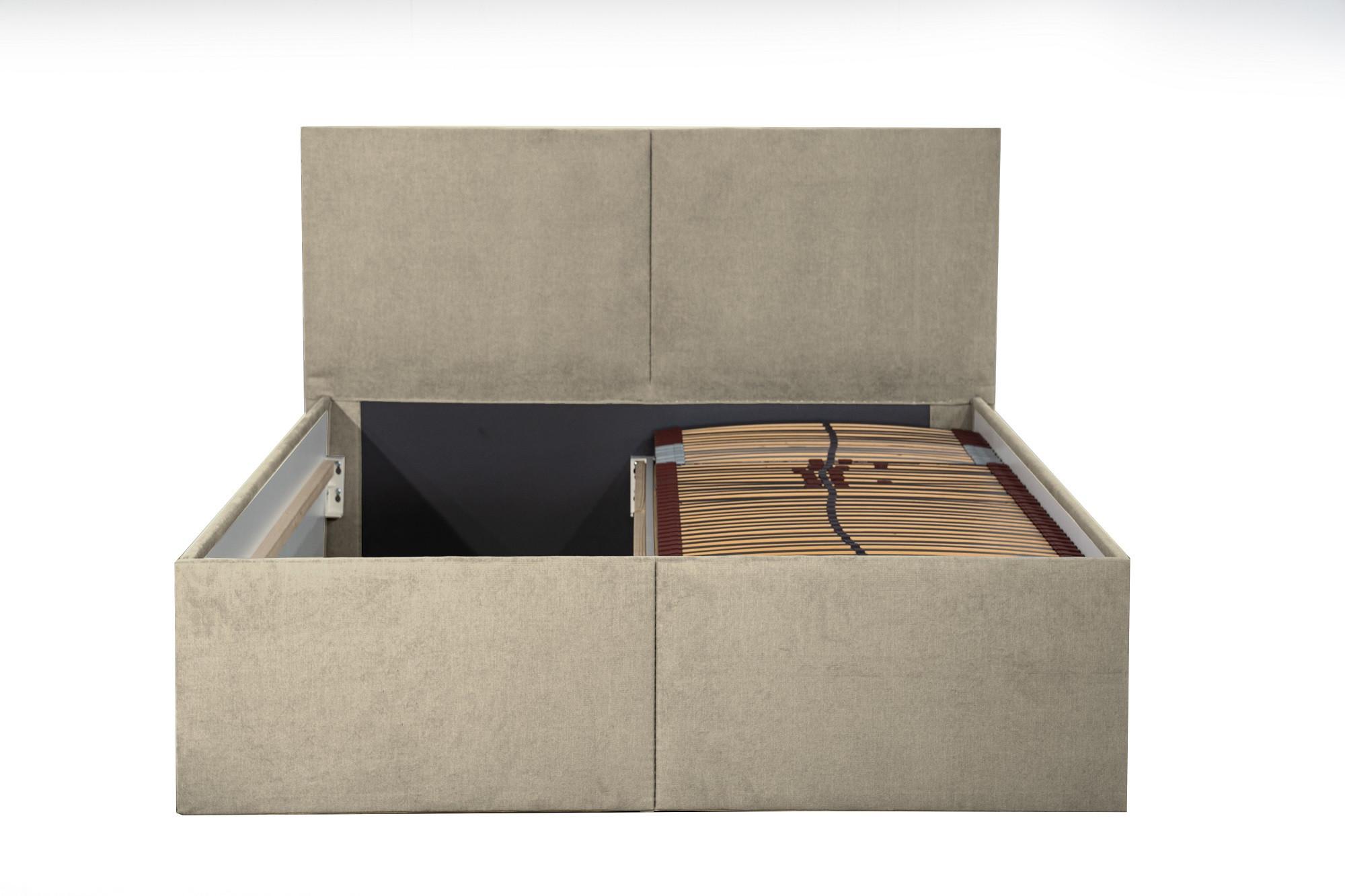 Wohnli Möbelsuche - POLSTERBETT Milano Beige 200 x 200 x 40 cm Stauraum Mit hochwertiger Matratze H2 (bis 100 kg) und Lattenrost