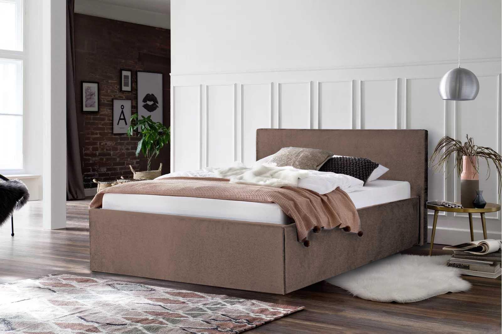 POLSTERBETT bali Coffee 100 x 200 x 40 cm Bettkasten Mit hochwertiger Matratze H3 (bis 120 kg) und Lattenrost Holz Halmon Schlafkomfort Betten Möbel > Betten > Polsterbetten Braun