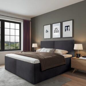 wohnli-moebel-suche-800001207025-1 POLSTERBETT Milano Anthrazit 100 x 200 x 40 cm Stauraum Ohne Matratze und Lattenrost Holz Halmon Schlafkomfort Betten Möbel > Betten > Polsterbetten Anthrazit