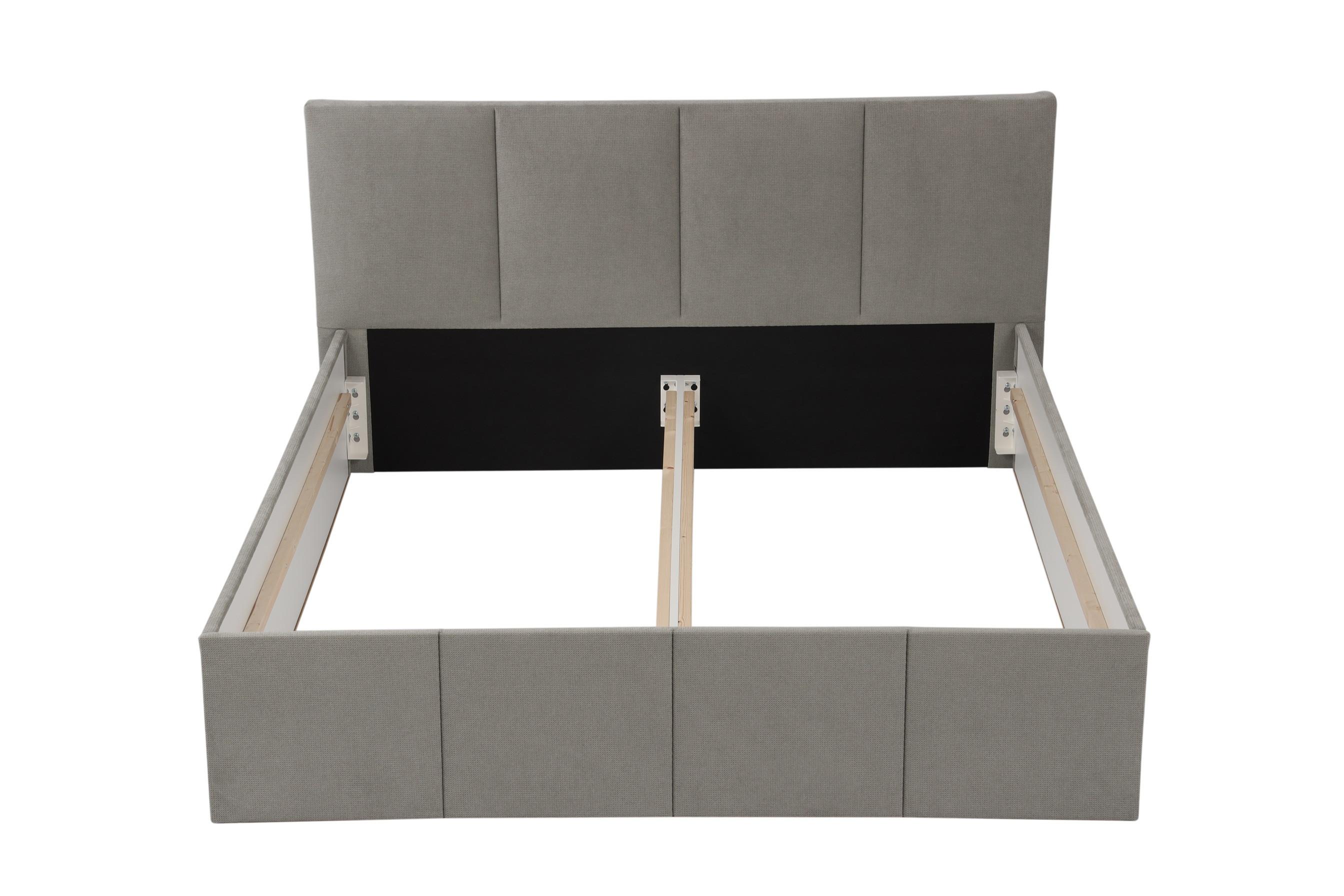 Wohnli Möbelsuche - POLSTERBETT Dalas Granitgrau 200 x 200 x 40 cm Stauraum Ohne Matratze und Lattenrost