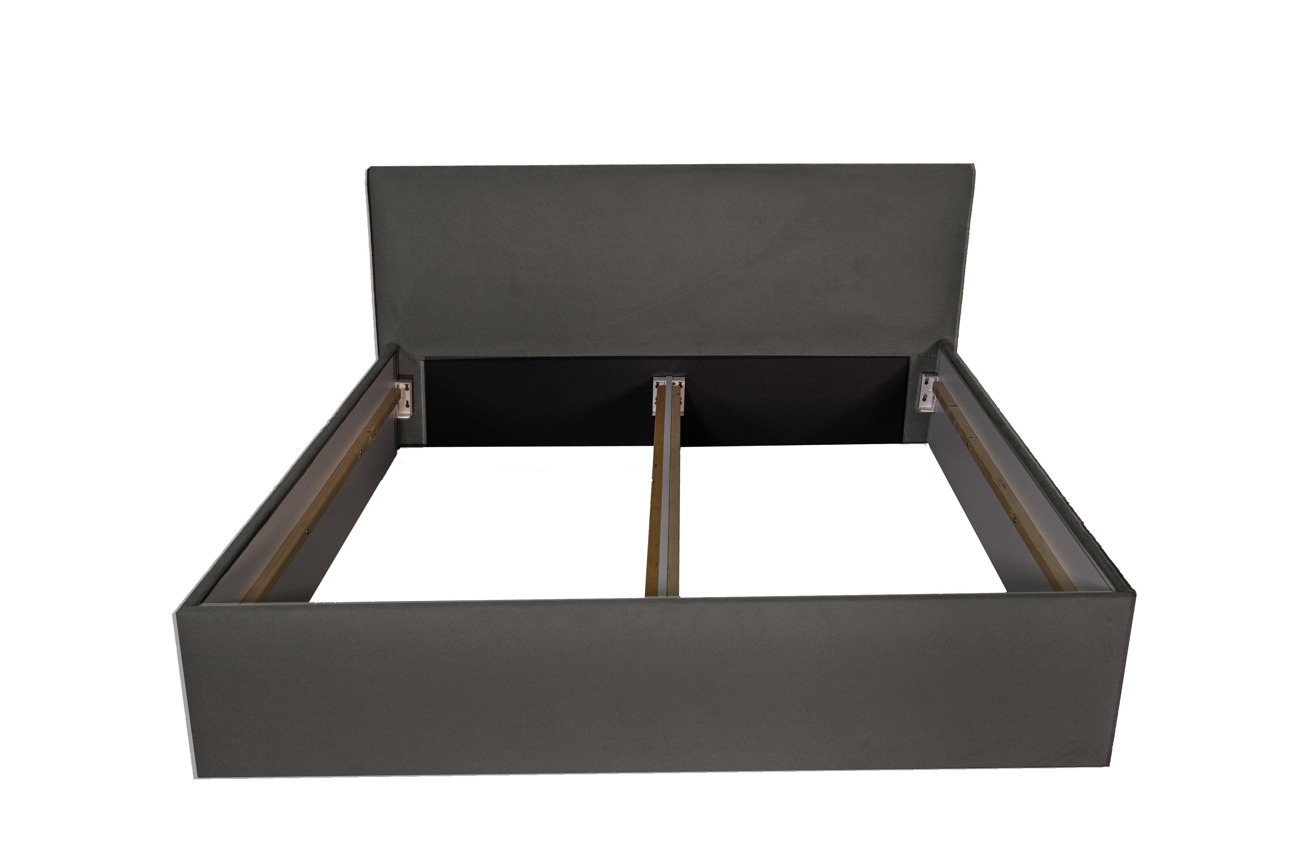 Wohnli Möbelsuche - POLSTERBETT bali Charcoal 180 x 200 x 40 cm Stauraum Mit hochwertiger Matratze H2 (bis 100 kg) und Lattenrost