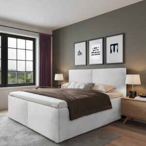 POLSTERBETT Milano Weiß 180 x 200 x 32 cm Stauraum Mit hochwertiger Matratze H3 (bis 120 kg) und Lattenrost Holz Halmon Schlafkomfort Betten Möbel > Betten > Polsterbetten Weiß