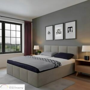wohnli-moebel-suche-800001207296-1 POLSTERBETT Dalas Granitgrau 200 x 200 x 40 cm Stauraum Mit hochwertiger Matratze H3 (bis 120 kg) und Lattenrost Holz Halmon Schlafkomfort Betten Möbel > Betten > Polsterbetten Grau