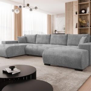 wohnli-moebel-suche-800001207549-1 WOHNLANDSCHAFT Nojan U Textil MIRJAN24 Möbel > Sofas & Couches > Wohnlandschaften > Wohnlandschaften U-Form Grau