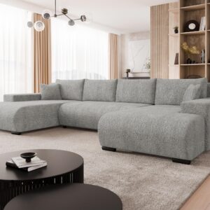 wohnli-moebel-suche-800001207576-1 WOHNLANDSCHAFT Nojan U Textil MIRJAN24 Möbel > Sofas & Couches > Wohnlandschaften > Wohnlandschaften U-Form Grau
