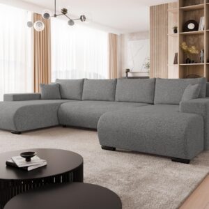 wohnli-moebel-suche-800001207588-1 WOHNLANDSCHAFT Nojan U Textil MIRJAN24 Möbel > Sofas & Couches > Wohnlandschaften > Wohnlandschaften U-Form Grau