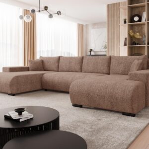 wohnli-moebel-suche-800001207596-1 WOHNLANDSCHAFT Nojan U Textil MIRJAN24 Möbel > Sofas & Couches > Wohnlandschaften > Wohnlandschaften U-Form Braun
