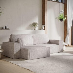 ECKSOFA CAVO mit Schlaffunktion Beige im Neve Stoff Textil AltaBeds Möbel > Sofas & Couches > Wohnlandschaften > Ecksofas Beige