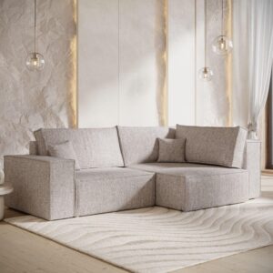 ECKSOFA AVION mit Schlaffunktion Beige im Neve Stoff Textil AltaBeds Möbel > Sofas & Couches > Wohnlandschaften > Ecksofas Beige