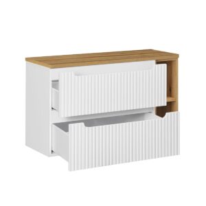 wohnli-moebel-suche-800001211702-1 WASCHTISCH 100.4cm Riva Weiß und Holz Holzwerkstoff Petits-meubles Möbel > Schränke > Badezimmerschränke > Waschtische Weiß