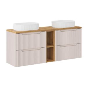 Wohnli Möbelsuche - DOPPELWASCHTISCH 140.4cm Riva Kaschmir und Holz