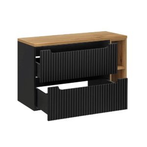 wohnli-moebel-suche-800001211712-1 WASCHTISCH 100.4cm Riva Schwarz und Holz Holzwerkstoff Petits-meubles Möbel > Schränke > Badezimmerschränke > Waschtische Schwarz