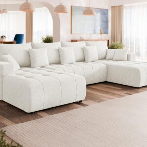 wohnli-moebel-suche-800001213910-1 WOHNLANDSCHAFT Fabio U Textil MIRJAN24 Möbel > Sofas & Couches > Wohnlandschaften > Wohnlandschaften U-Form Weiß