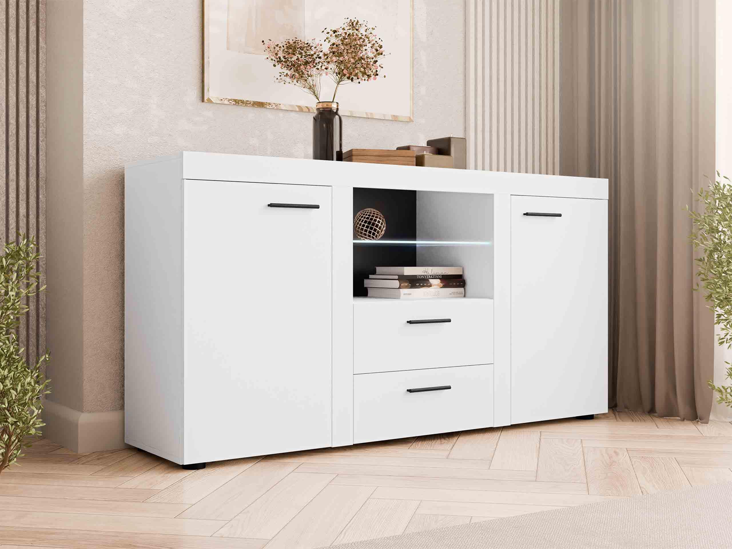 KOMMODE Rumba mit LED Beleuchtung Holzwerkstoff MIRJAN24 Möbel > Kommoden & Schubladenschränke > Kommoden Weiß