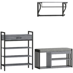 wohnli-moebel-suche-800001214514 Wohnli Möbelsuche - SCHUHREGAL 4 Ebenen Wandgarderobe mit Ablage 5 Haken und Stange gepolstert